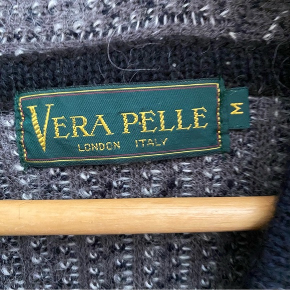 Vera Pelle Grannycore Thick Knit Wool Cardigan Sweater Coat medium - Picture 9 of 10